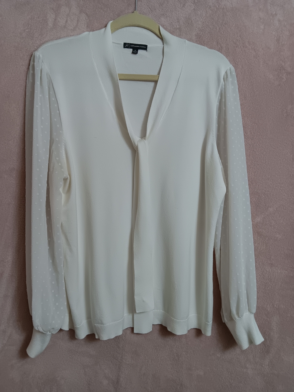 Amanda & Chelsea Ivory Tie-Neck Blouse